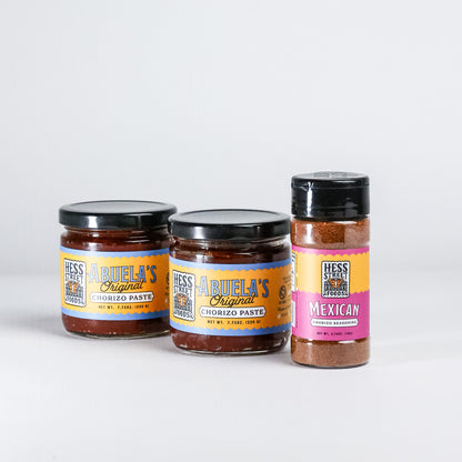 Grill and Crust Chorizo Pack: 2 Abuela’s Original Chorizo Paste+ 1 Mexican Chorizo Seasoning
